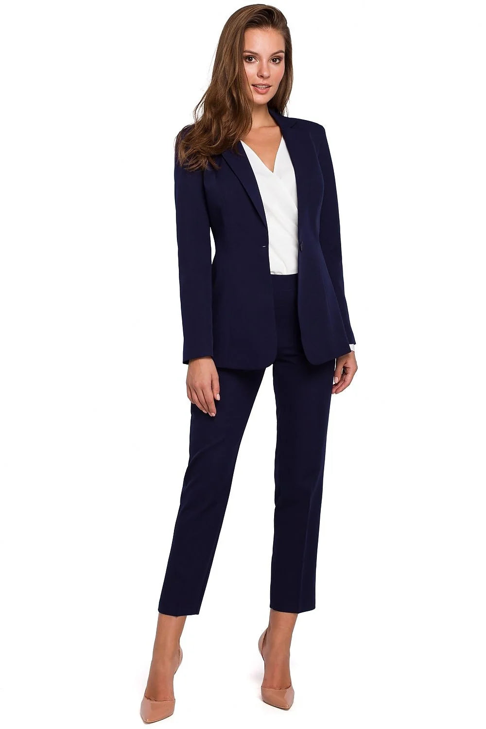 Blazer femme polyester élégant coupe ajustée gris clair tenue professionnelle bureau mode chic polyvalente