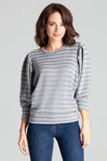Chemisier femme manches longues élégant en polyester viscose rayures grises confort moderne toutes occasions