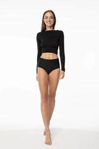 Culottes brésiliennes Julimex taille haute maille décorative noire ajustée féminine style moderne matières élastiques