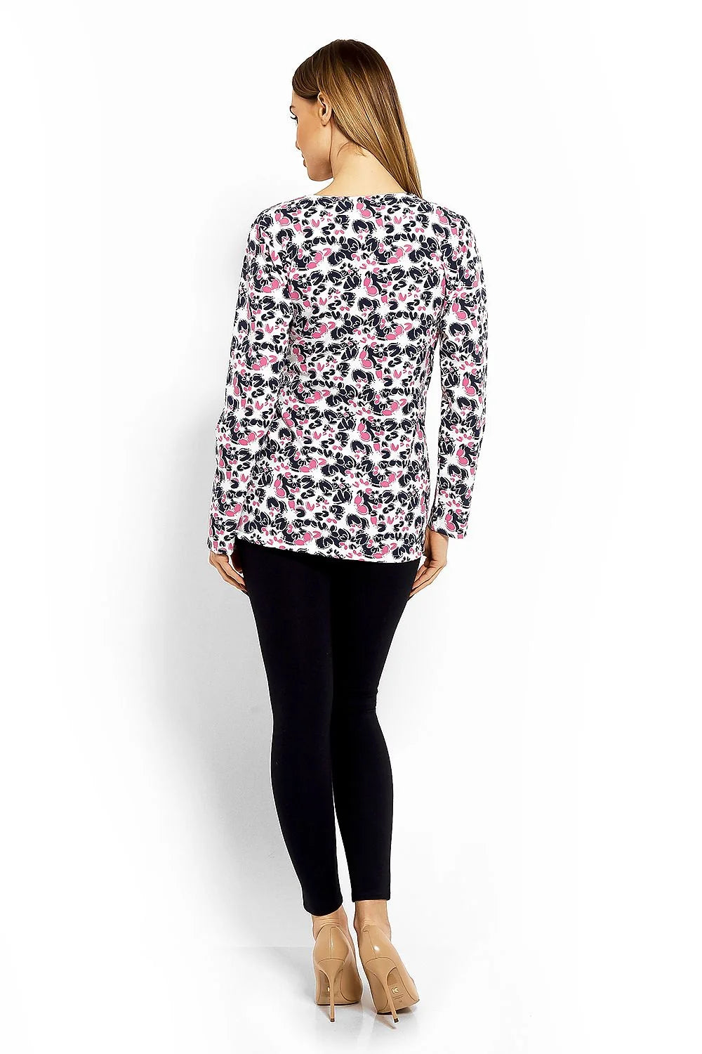 Chemisier coton moderne élégant manches longues imprimé floral décontracté bureau sorties confort quotidien chic