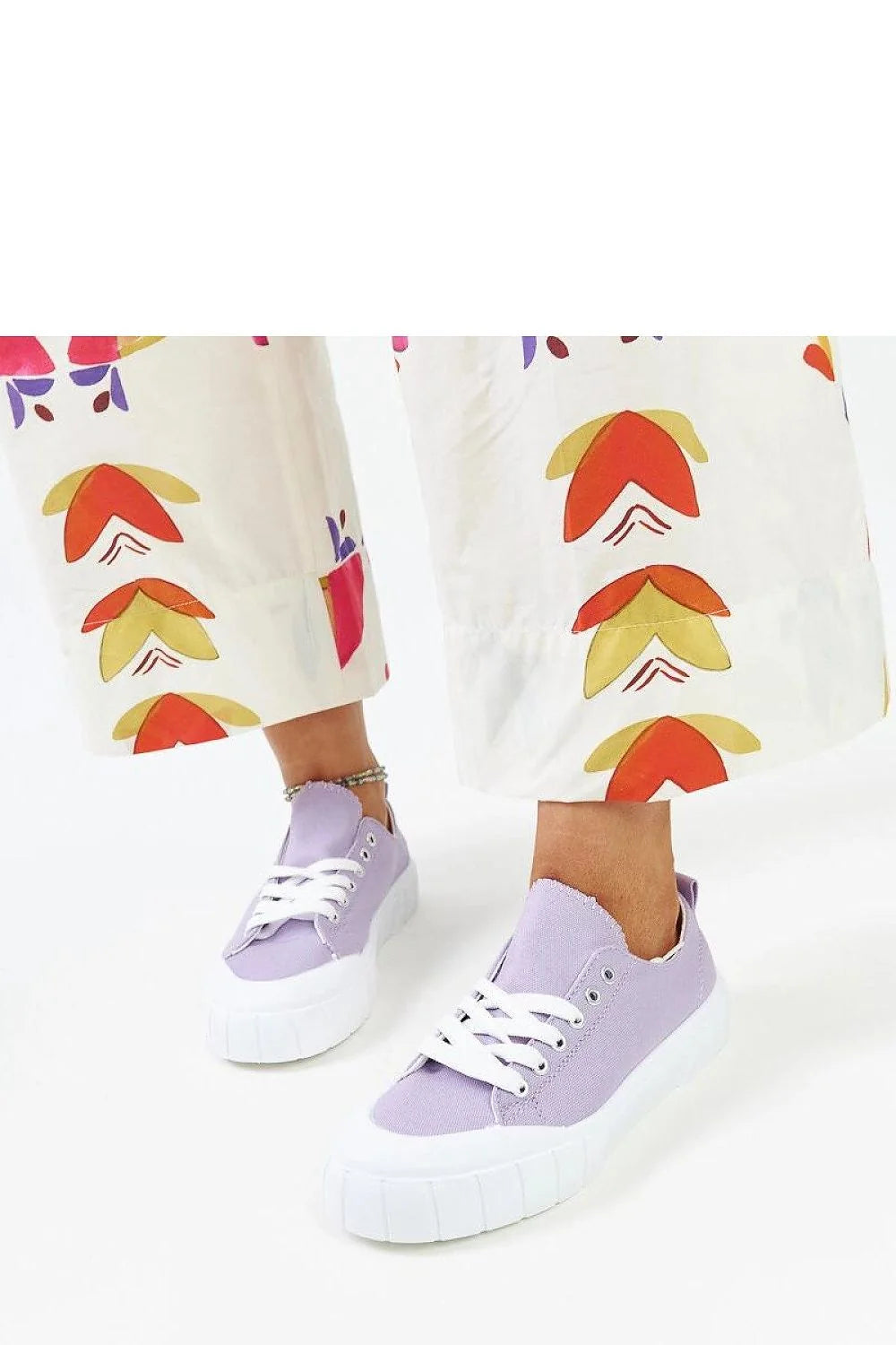 baskets Solea lavande violet femme basses plateforme toile canvas lacets blancs semelle caoutchouc rainurée confort durable mode casual estival