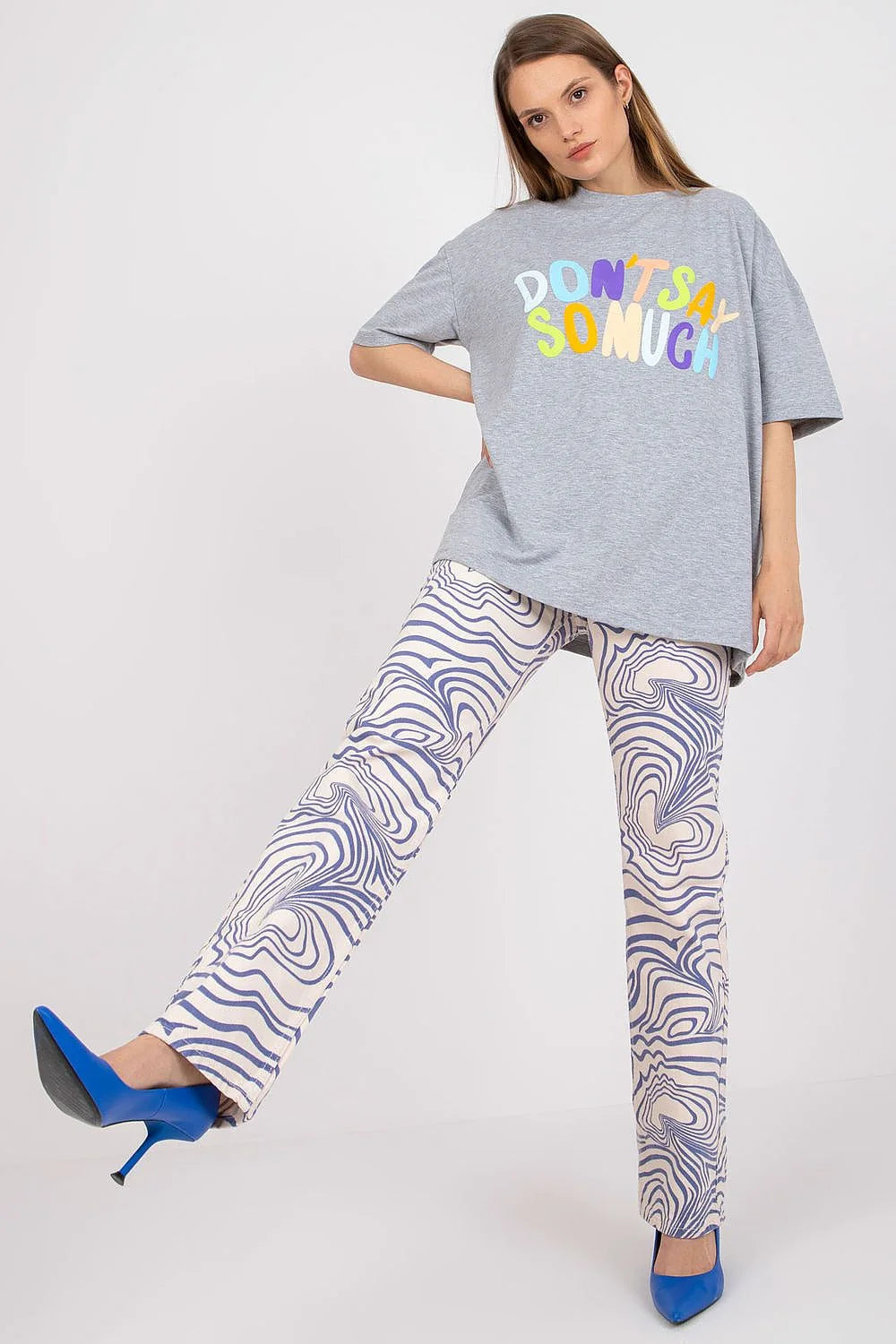 T-shirt ample pour femme coupe large imprimé multicolore décontracté manches courtes coton elasthanne universelle
