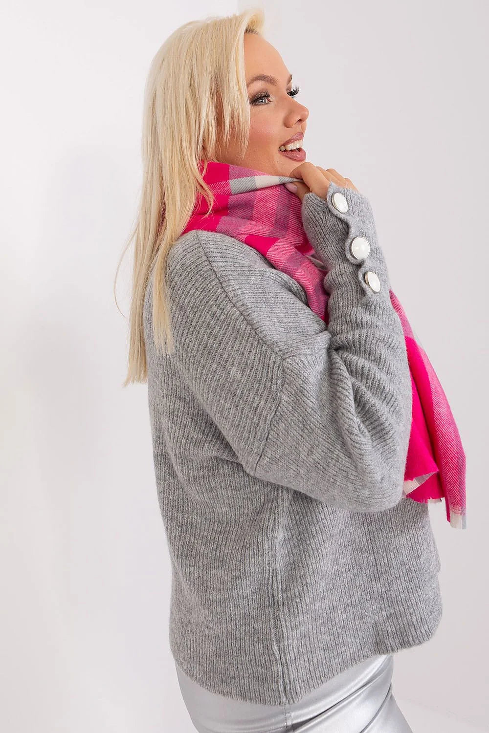 Écharpe femme plaid carreaux colorés rose vif polyvalente automne hiver douce châle écharpe longue légère mode accessoire