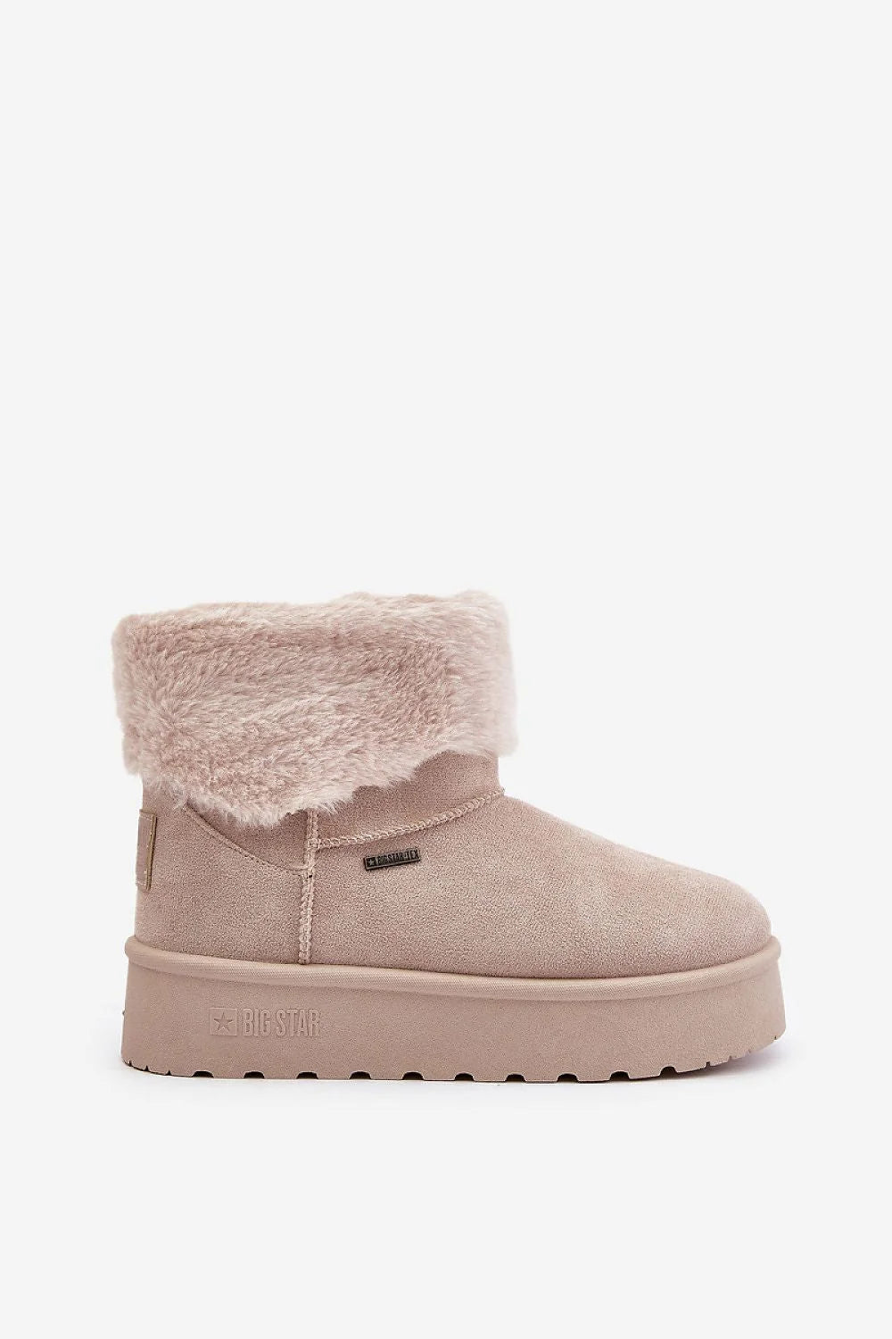 Bottines de neige Step in style pour femmes, design moderne, confortable, style urbain, cuir suédé écologique, fourrure, semelle épaisse, couleur beige clair, bottes hiver, fonctionnalité, style élégant, tendance, mode