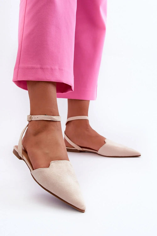 ballerines femme pointues suédine beige effilées bride réglable boucle semelle fine talon plat minimalistes confortables polyvalentes élégantes durables Stepinstyle