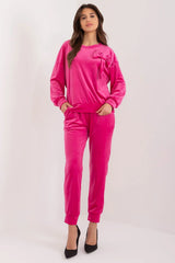 Ensemble femme Italie Moda velours rose style décontracté-chic épaule nouée taille élastiquée occasion city