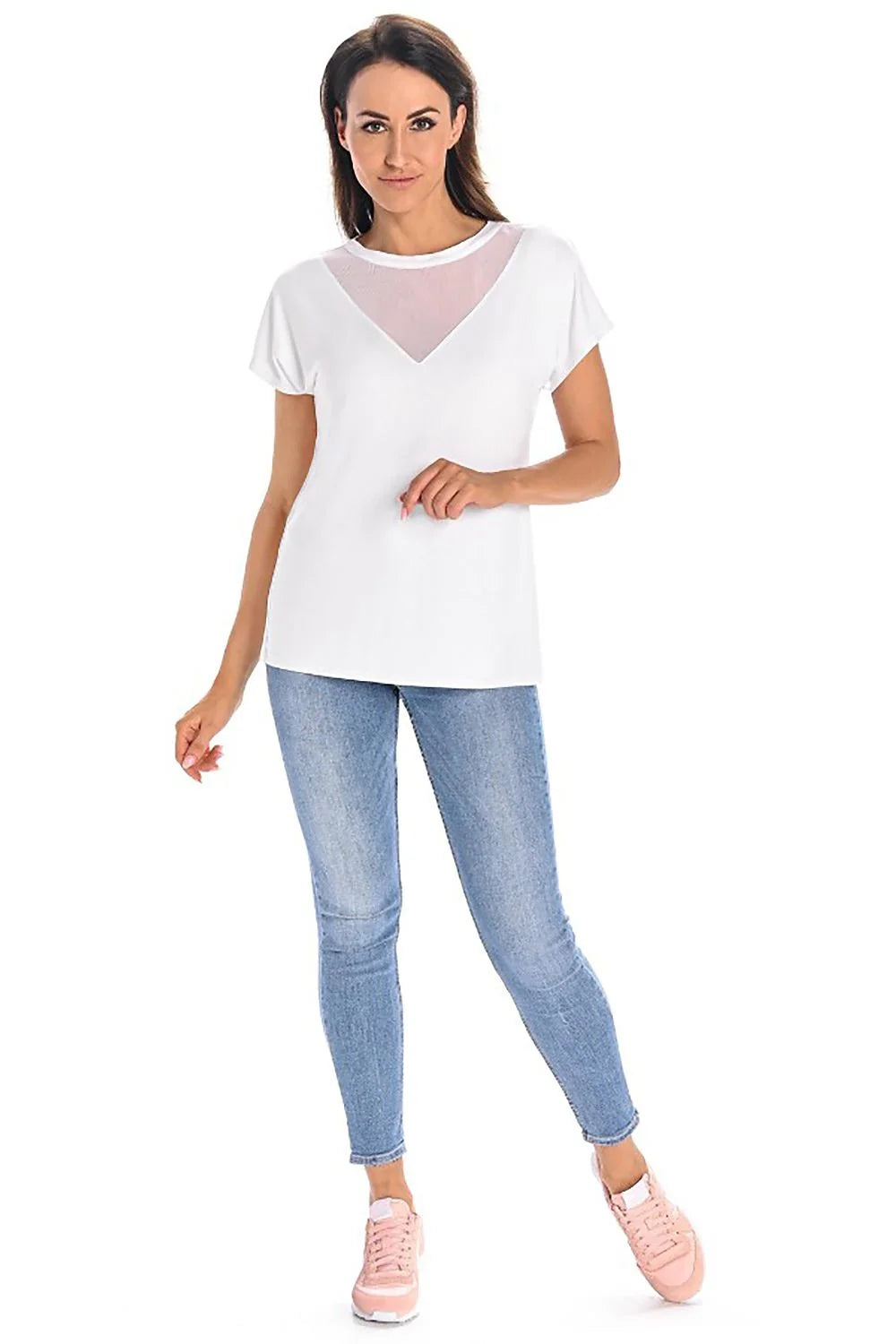 Chemisier Teyli mode élégante pour femme maille transparente coupe flatteuse manches courtes matières confortables