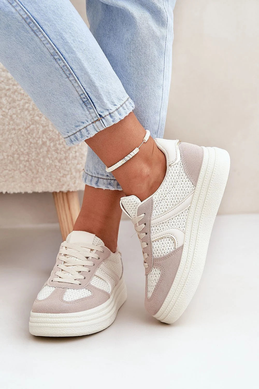 Chaussures de sport Step in style pour femmes plateforme design moderne style casual confortable amorti élevé cuir synthétique tissu maille