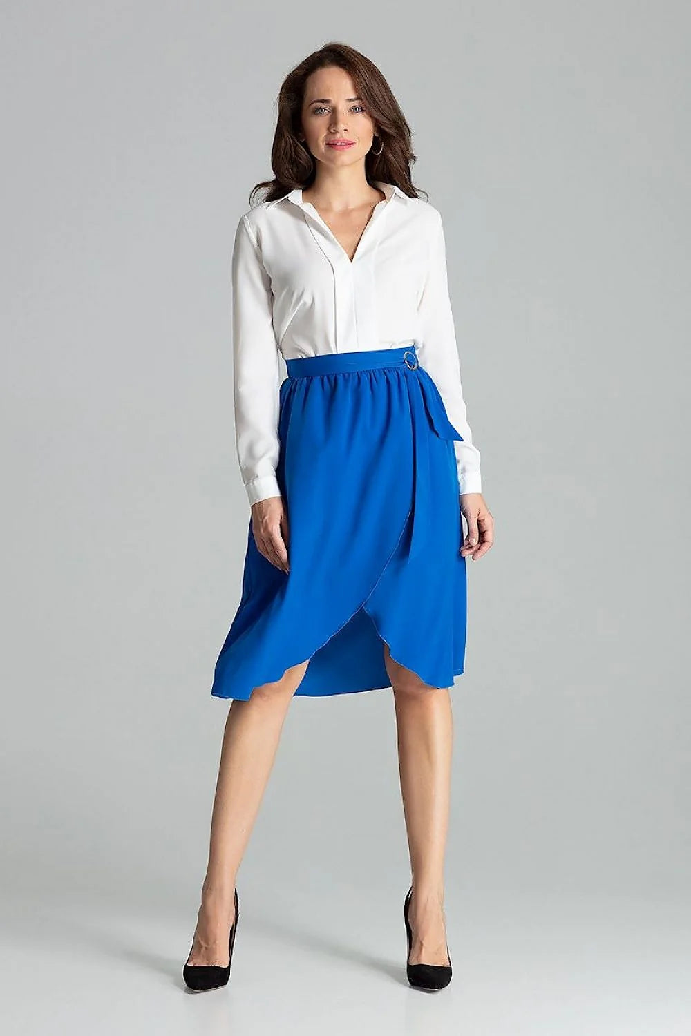 Ensemble chemisier jupe portefeuille coton polyester ajusté élégant professionnel femme silhouette raffinée occasions spéciales