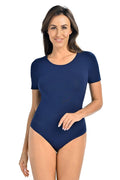 Body Teyli pour femme en viscose élasthanne coupe ajustée col rond manches courtes ajustable dos couvrant