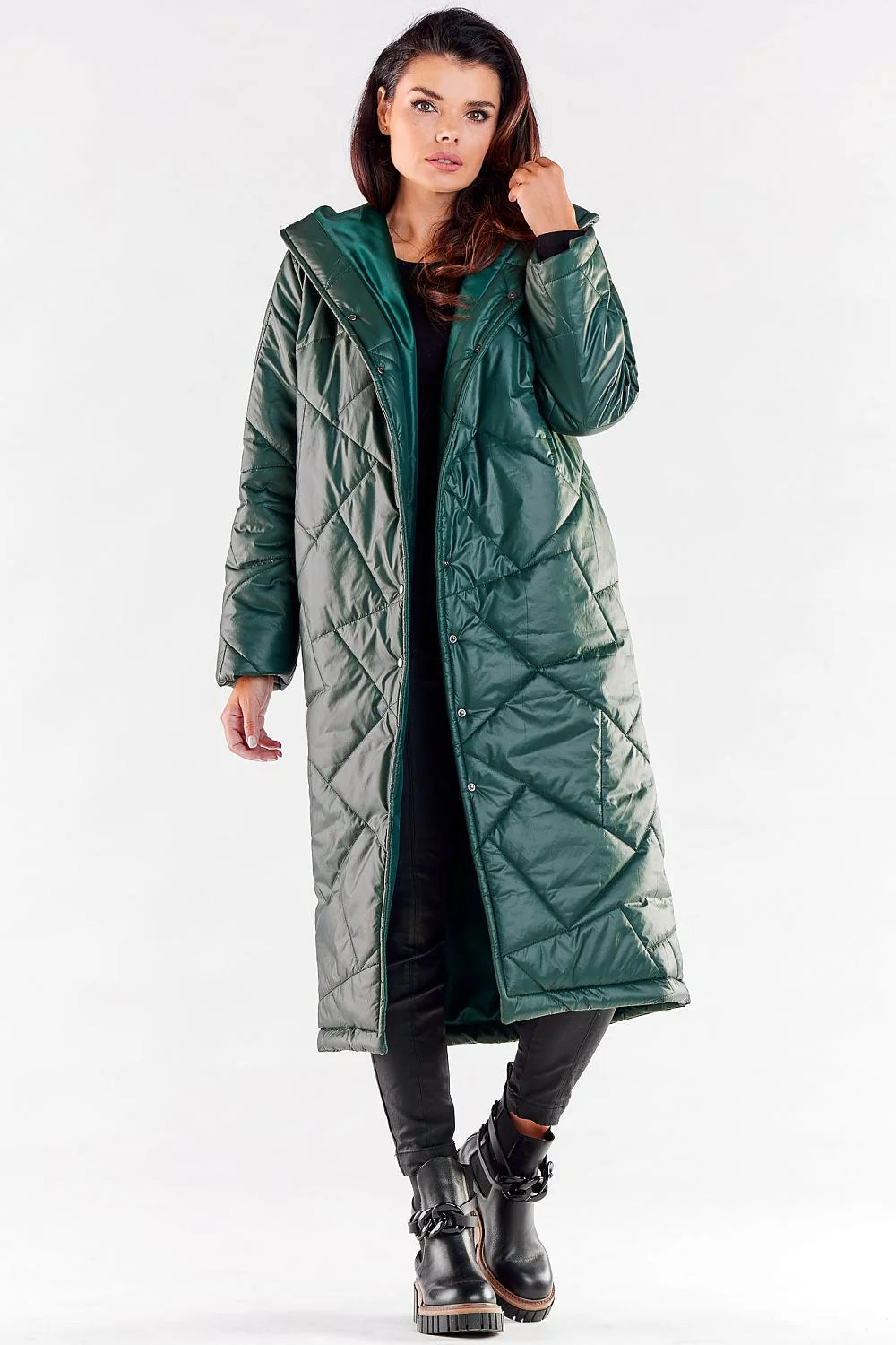 Manteau long pour femmes design moderne fonctionnel matelassé capuche intégrée couleur rouge vif polyester 100 % taille L/XL