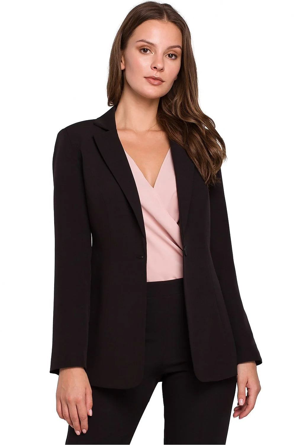 Blazer femme polyester élégant coupe ajustée gris clair tenue professionnelle bureau mode chic polyvalente