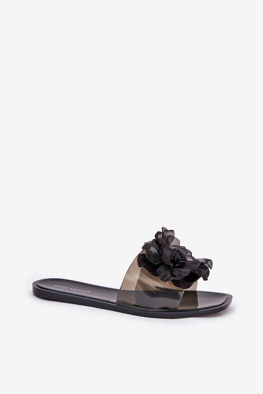 Sandales féminines élégantes encolure transparente style estival motif floral semelle plate confort quotidien summer look mode vêtements