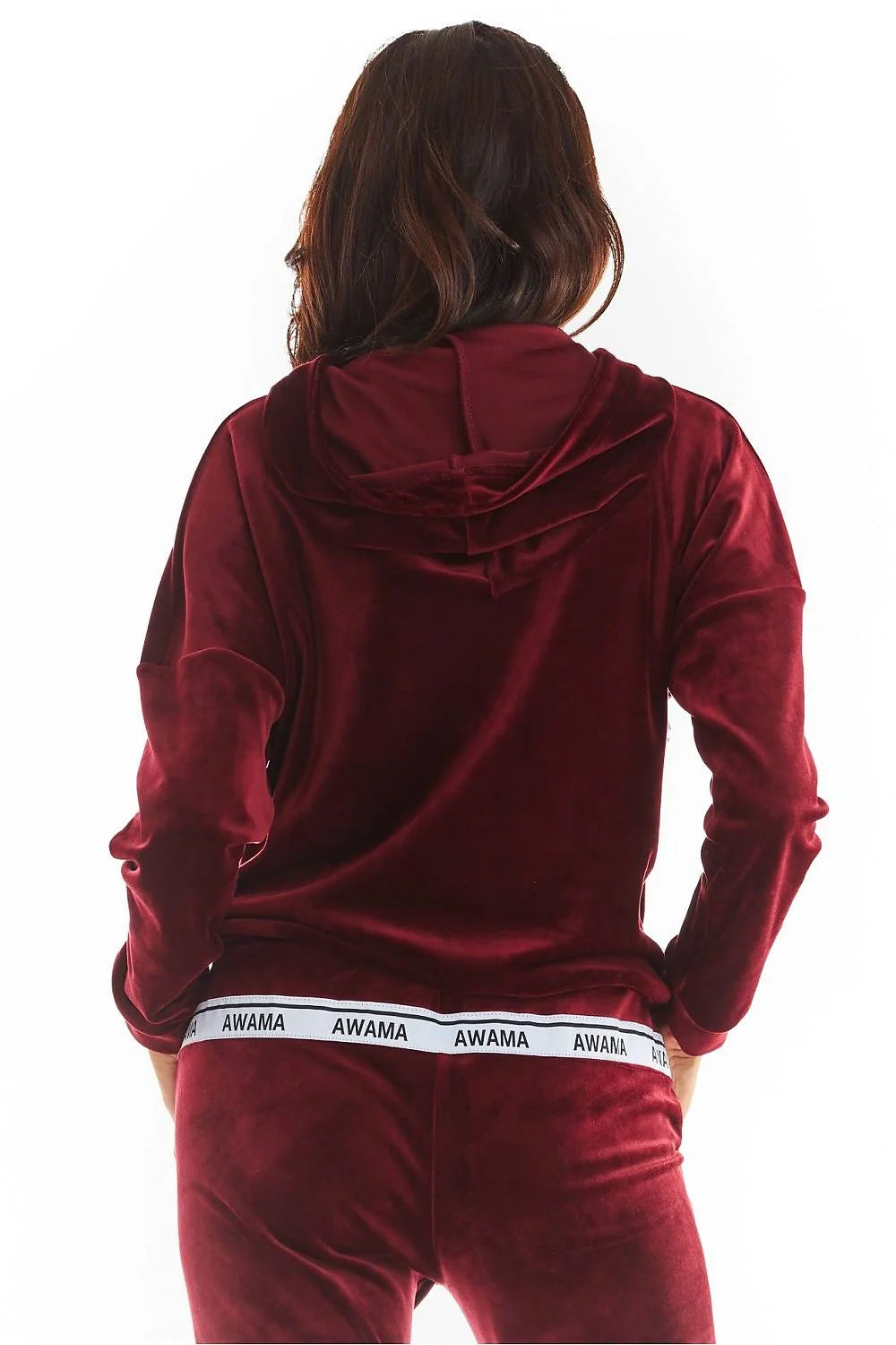 Sweatshirt en velours beige camel loose fit confortable pour femme avec capuche et manches longues