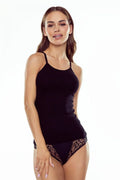 Ensemble débardeur et culotte maille côtelée noire féminine dentelle élégance basiques mode intemporel