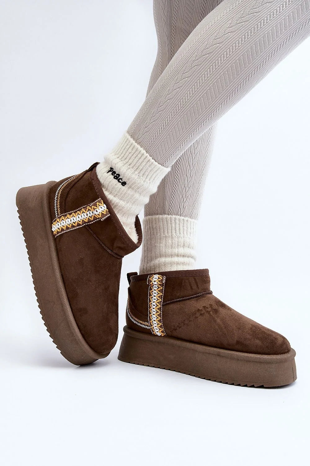Bottes de neige Step in style design moderne coupe ample motifs aztèques fourrure intérieure semelle épaisse confortable femmes