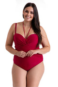 Maillot de bain une pièce pour femmes style élégant couleur rouge vif coupe minceur bretelles ajustables détails décoratifs tissu nylon élasthanne plage été