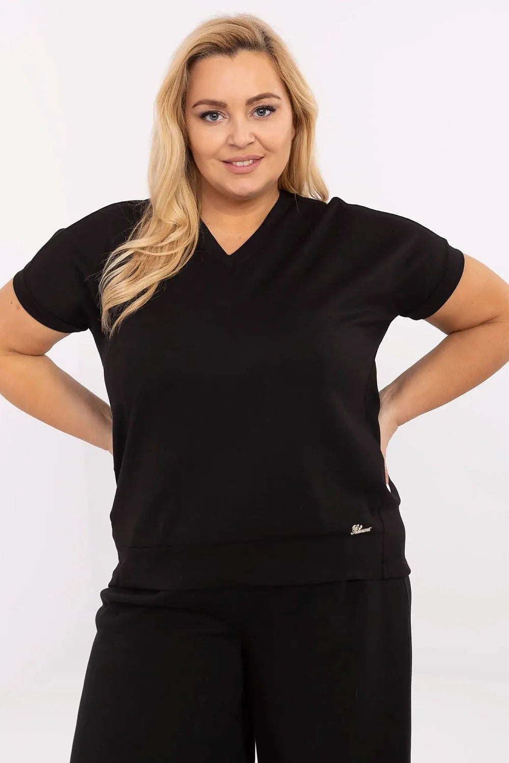 Chemisier grande taille Relevance coupe droite col V manches courtes matériau doux femme occasion quotidienne