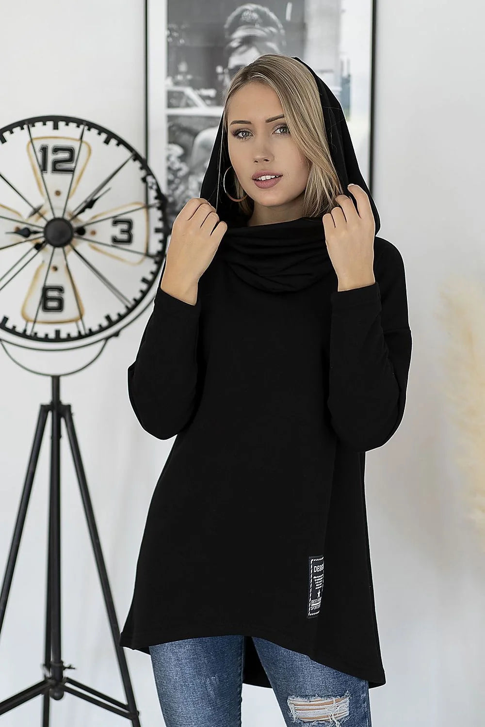 Sweatshirt confortable coton élasthanne Hajdan style moderne pour femmes élégance décontractée manches longues Poland