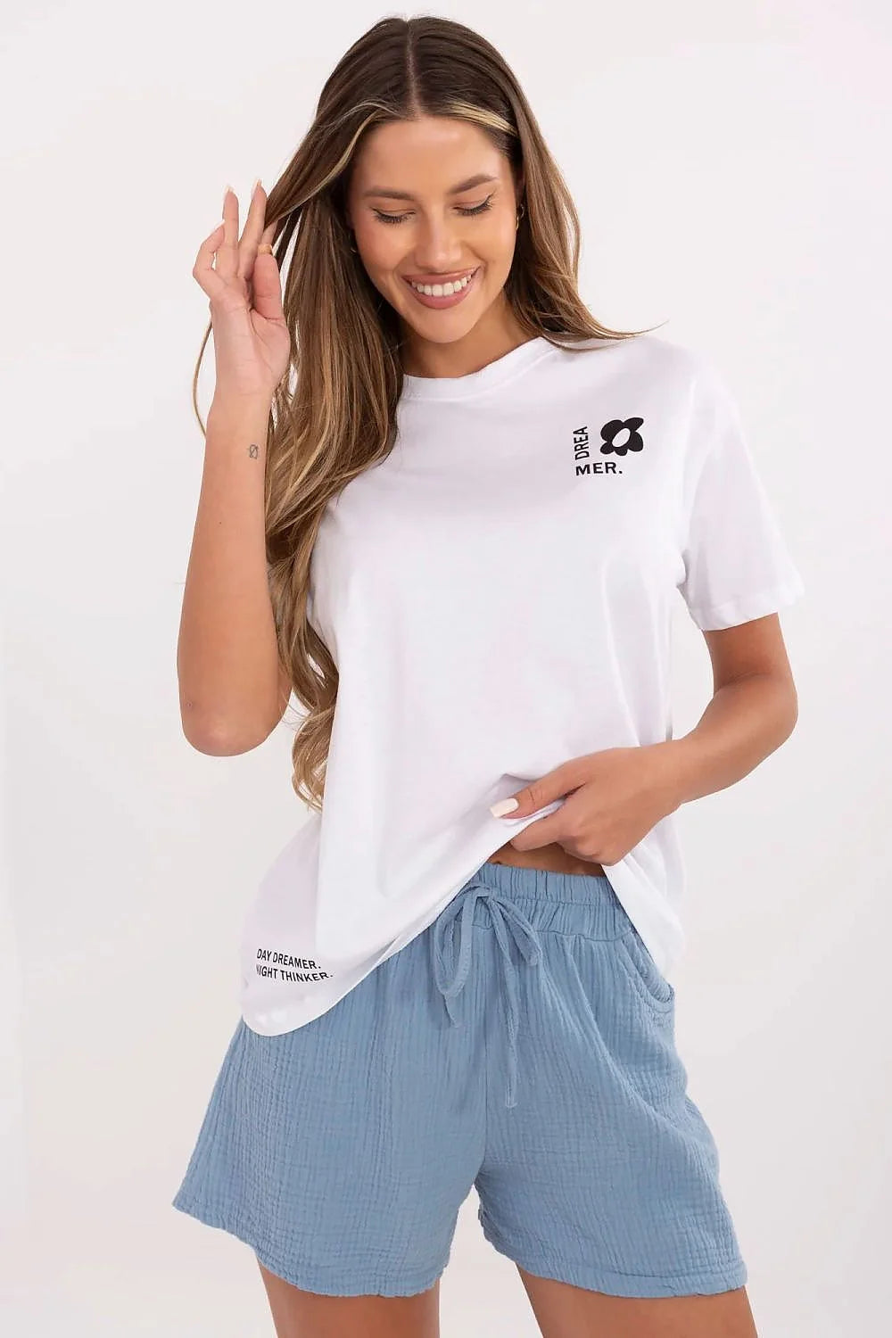 T-shirt Fresh Made femme élégant casual coton manches courtes design tendance imprimé dos