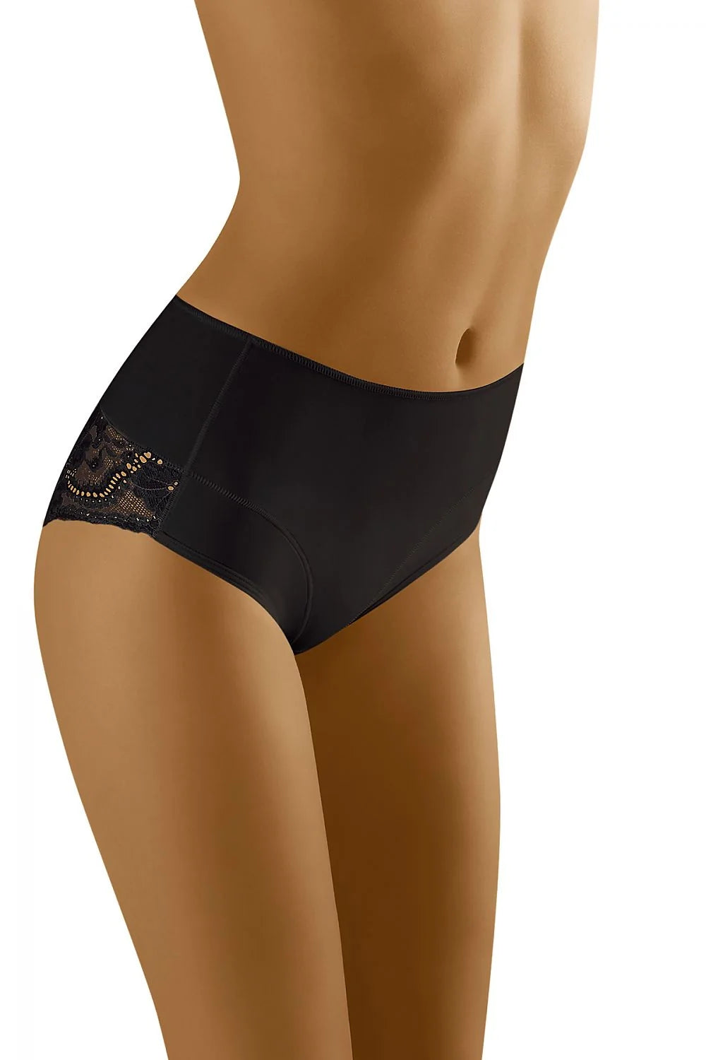 Culotte taille haute microfibre élégante dentelle florale noire confort maintien lingerie féminine Wolbar