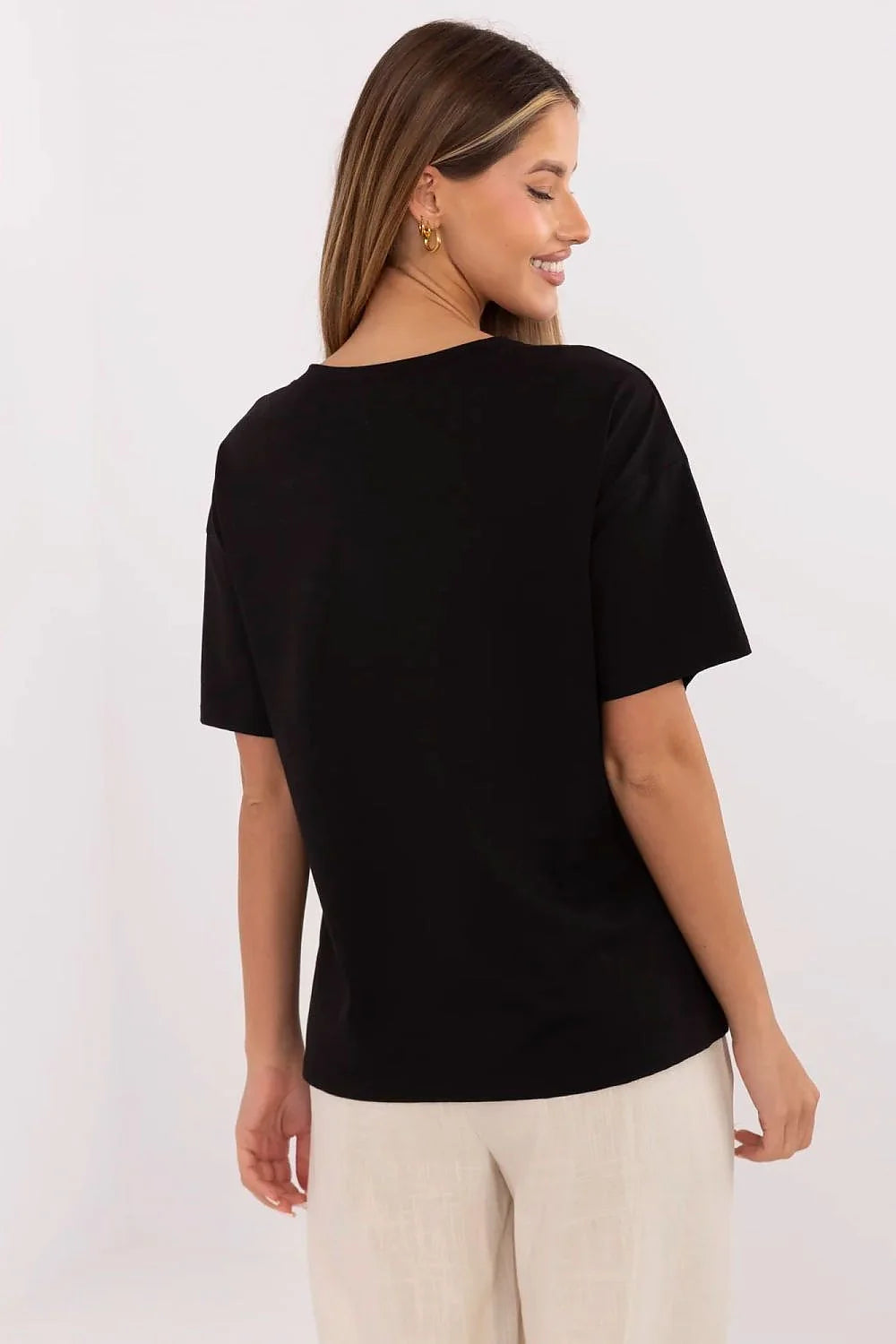 T-shirt femme coton graphique Amalfi port bleu fleurs scooter style méditerranéen casual chic日常 wear longue durée confort