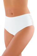 Culotte taille haute en coton avec dentelle florale blanche, confort moderne pour allure féminine élégante