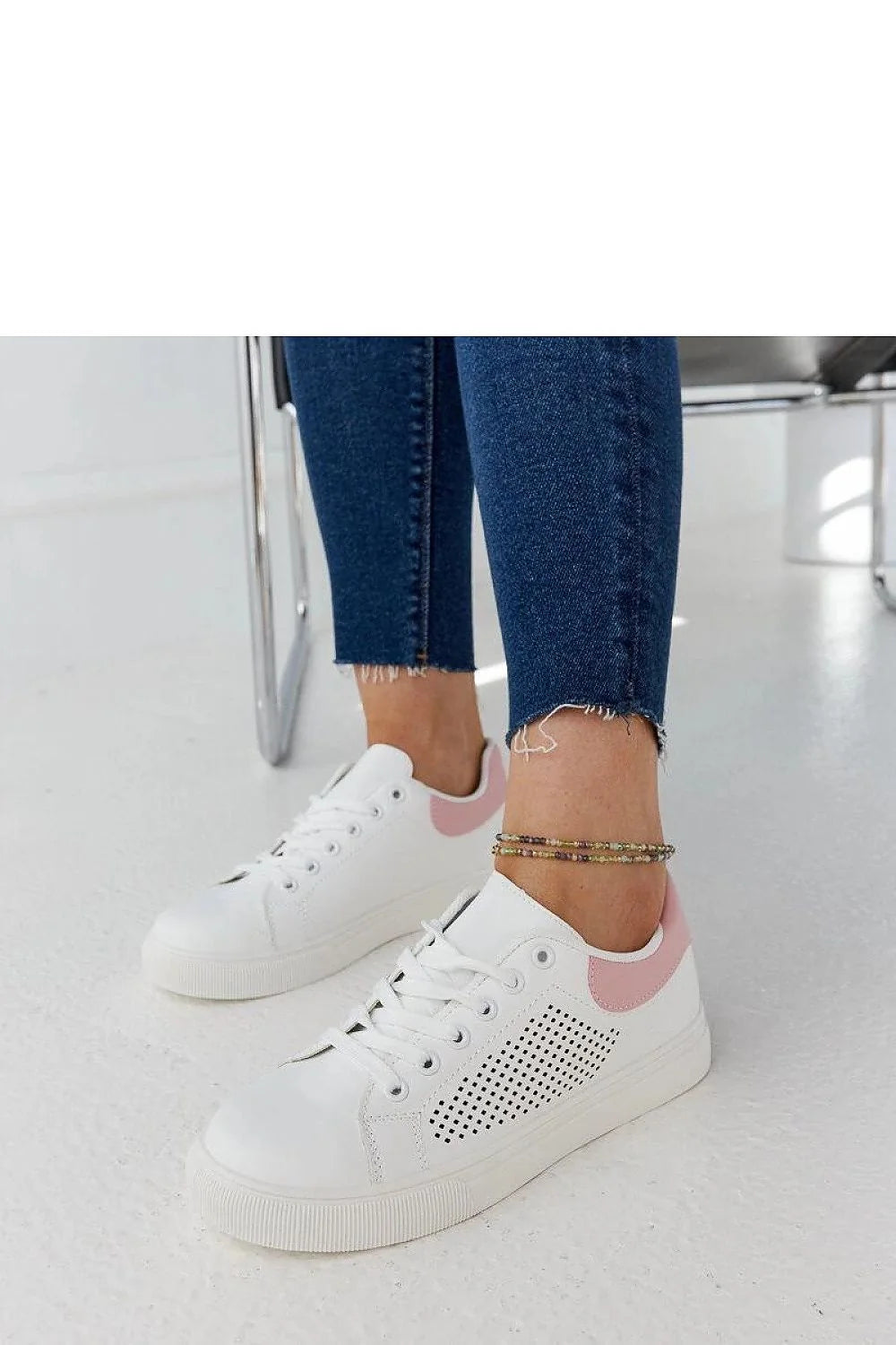 Baskets Solea femme mode été confort cuir écologique blanc rose design moderne épuré style casual élégance
