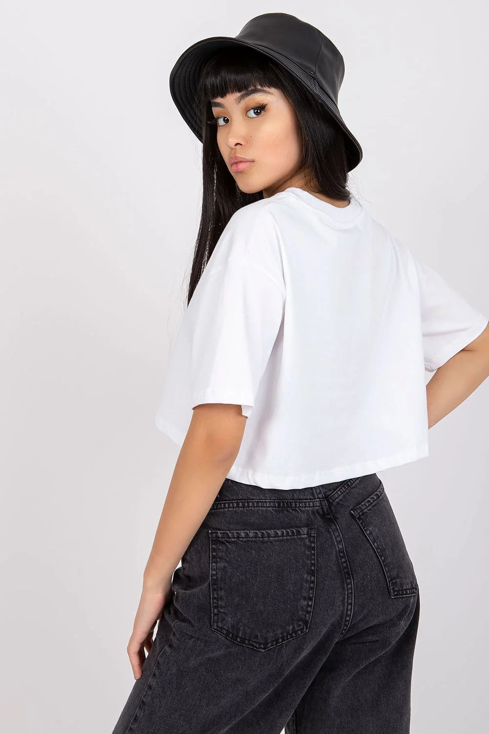 T-shirt crop blanc femme mode élégant tendance coton 90% élasthanne 10% coupe ample manches courtes