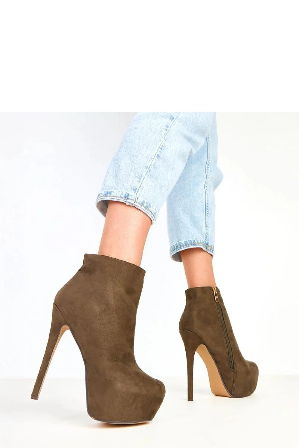 bottines cuir suédé écologique bout pointu élancée talon aiguille 15cm plateforme 4cm montante cheville