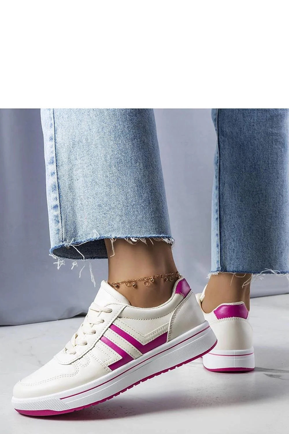 Baskets Solea pour femmes design moderne épuré blanc rose semelle caoutchouc fermeture lacets confort