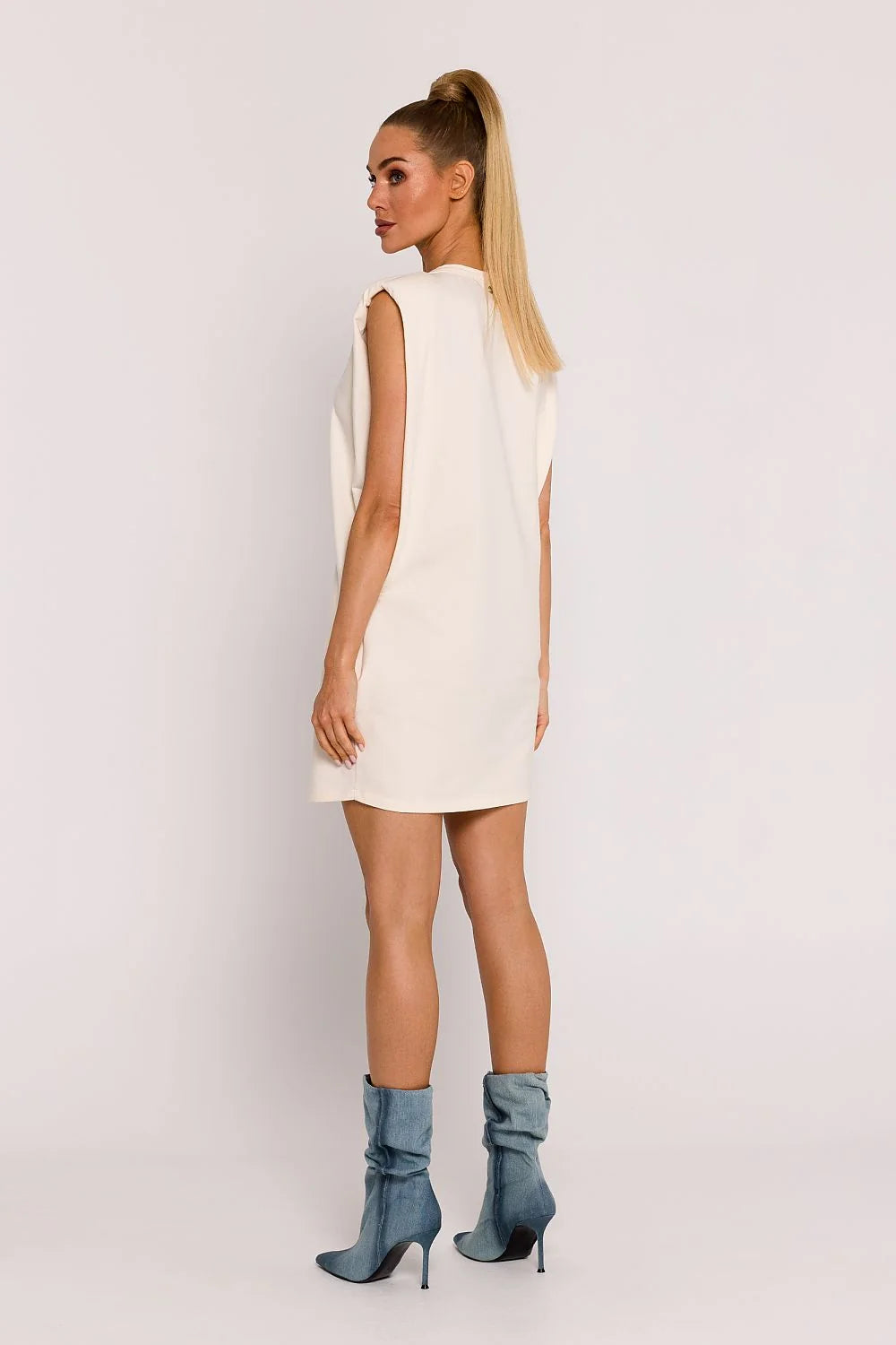 Robe de jour élégante sans manches en crème Polish tailoring robe oversize femme été