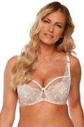 Soutien-gorge féminin élégant dentelle florale armatures sous-tissu doublé mousse blanc ivoire ajustable femmes