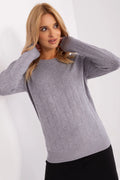 Pull tricot femme motifs géométriques coton doux laine acrylique manches longues encolure ronde coupe ajustée finitions côtelées casual-chic hiver