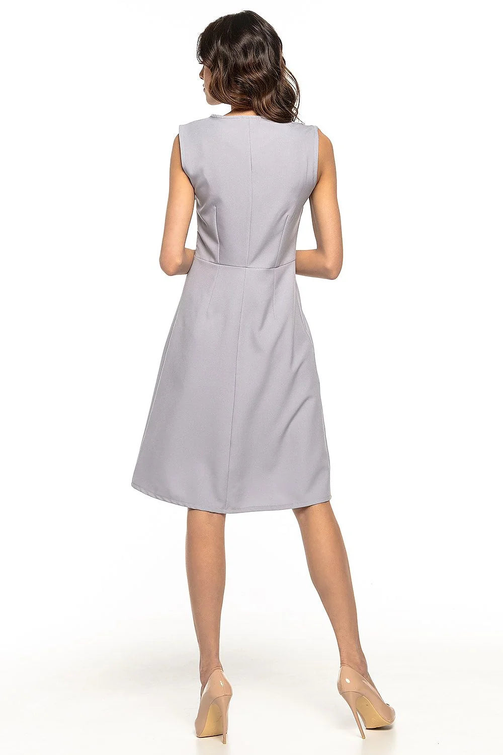 Robe midi en coton noir élégante et évasée, idéale pour bureau et sorties décontractées