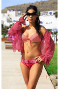 Maillot de bain deux pièces Ewlon motif carreaux rose et blanc paréo pois femme plage piscine été