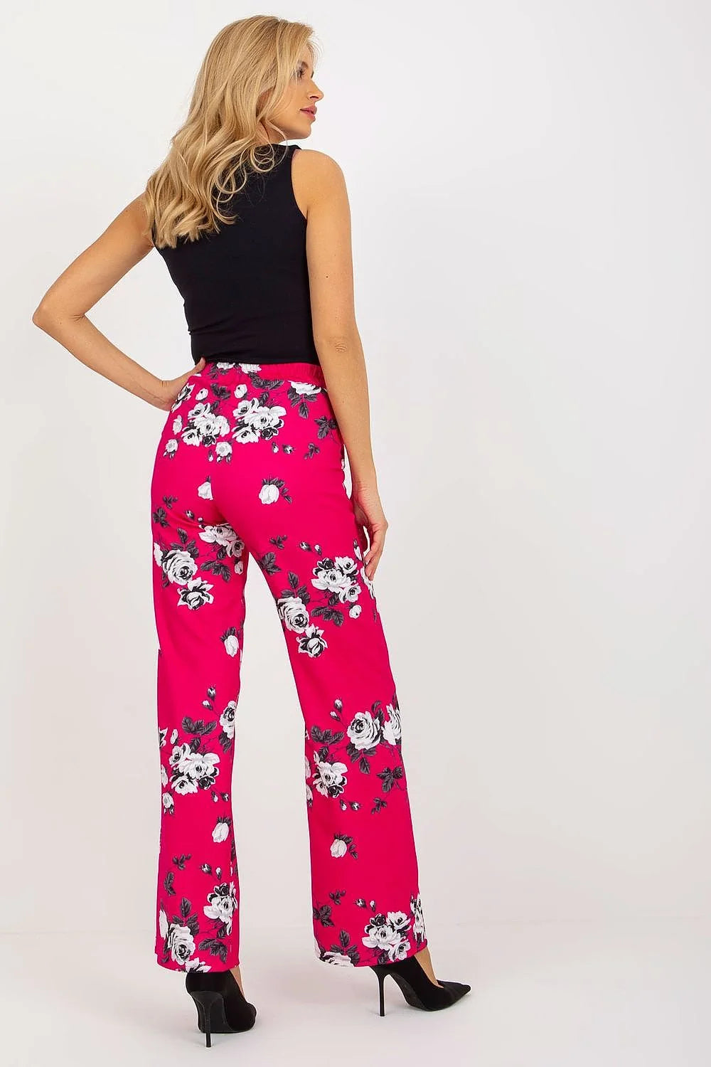 Ensemble femme crop top pantalon large motif floral coton élasthanne polyester taille haute occasion chic