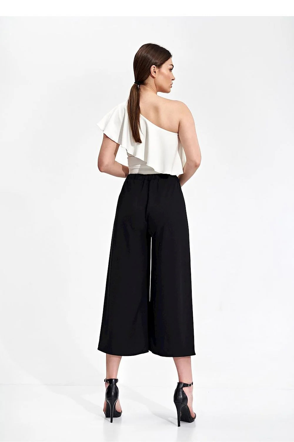 Pantalon femme Figl asymétrique culotte vert vif ceinture nouée coupe ample polyester 100% taille ajustable occasion élégante