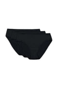lot trois culottes coton stretch noir taille moyenne couvrance complète échancrure modérée ceinture élastique plate coutures discrètes invisible OEKO TEX