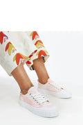 baskets Solea femme toile rose pâle marbré bout rond lacets blancs oeillets métalliques semelle plateforme épaisse antidérapante confortable bohème