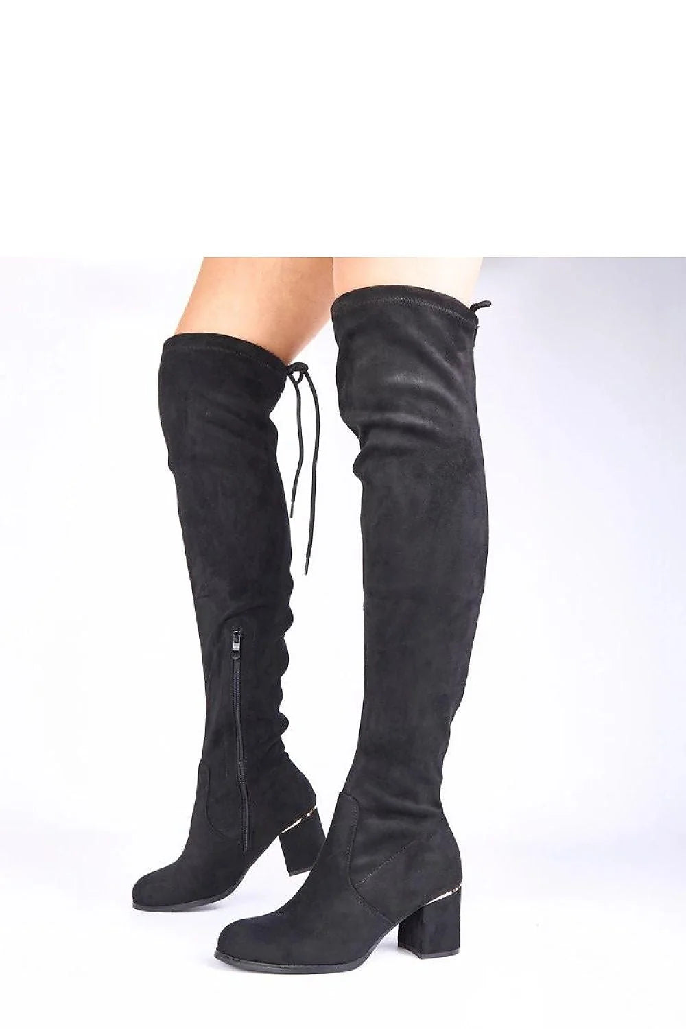Bottes cuissardes suédine noires élégantes confortables talon bloc moyen tendance femme automne hiver chic