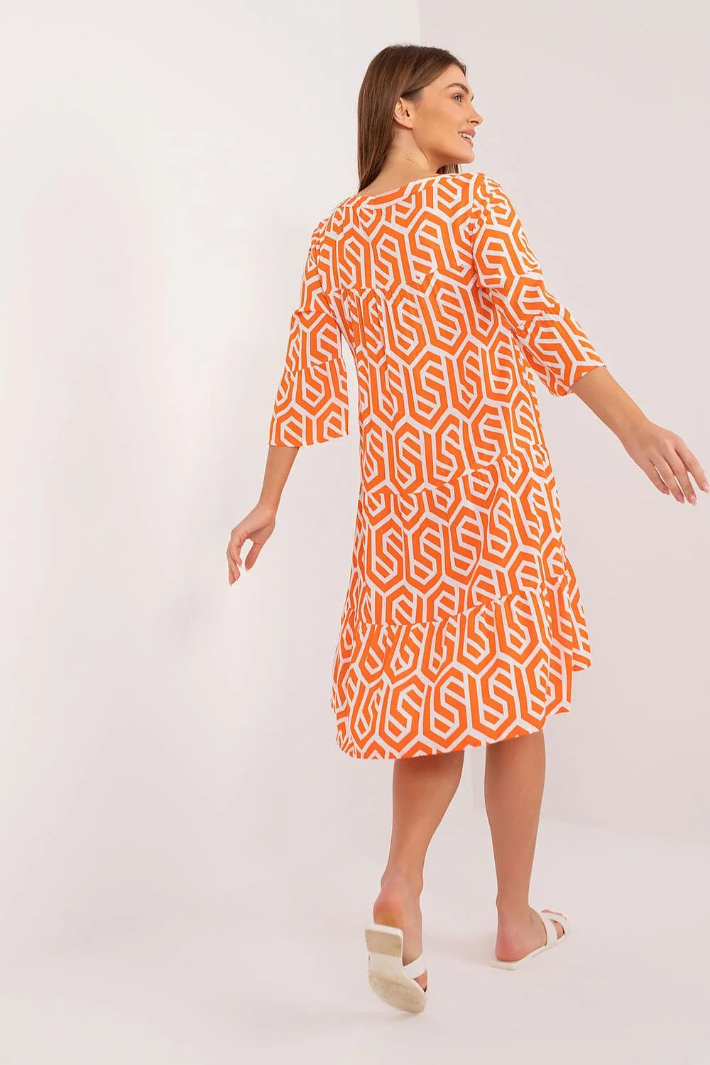 Robe de jour Sublevel style moderne imprimé géométrique femme coupe trapèze viscose confort occasion décontractée été printemps