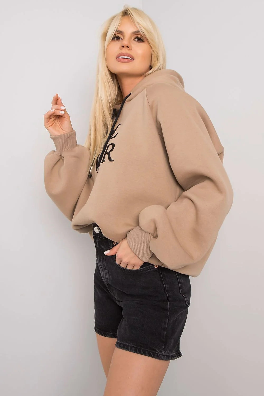 Sweatshirt femme oversize coton polyester bleu vif urbain moderne confortable manches longues GRL PWR