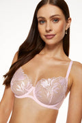 Soutien-gorge féminin élégant broderie florale transparents bonnets souples armatures latérales Poland