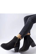 bottines Solea femme cheville noire suédine talon bloc 5cm confortable chic urbain polyvalent semelle antidérapante fermeture éclair dorée tirant arrière