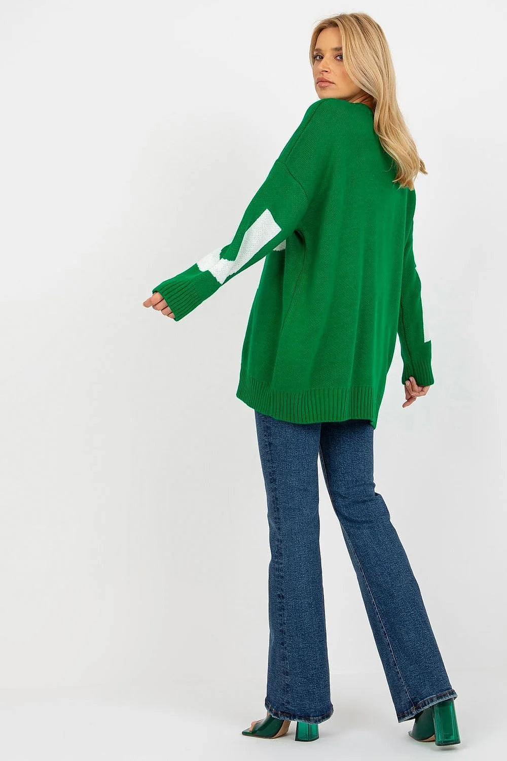 Pull oversize Rue Paris lettrage graphique bleu vif coupe moderne manches longues encolure ronde femmes