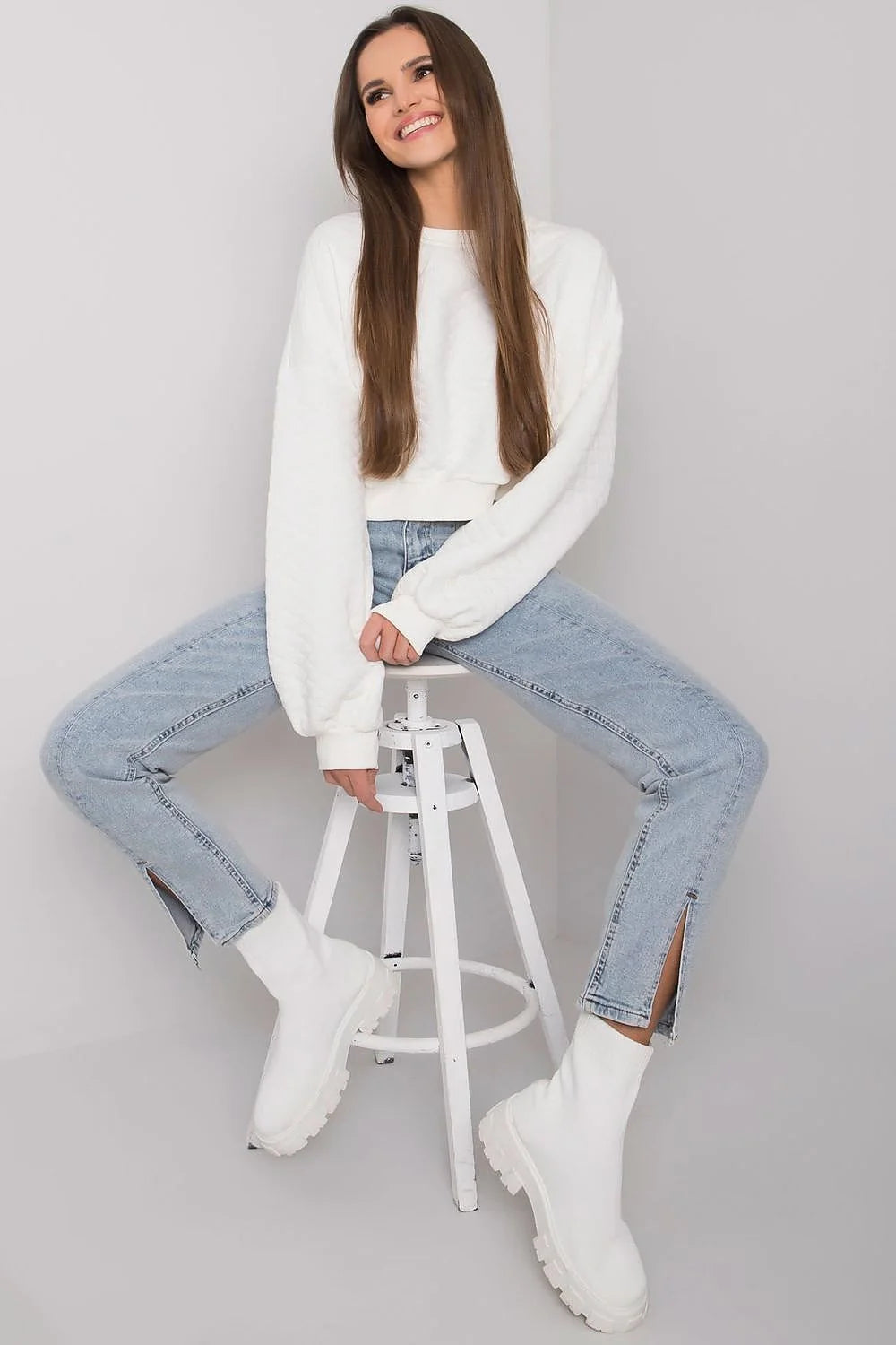 Sweatshirt femme moderne décontracté tissu matelassé kaki losanges manches longues ample urban casual