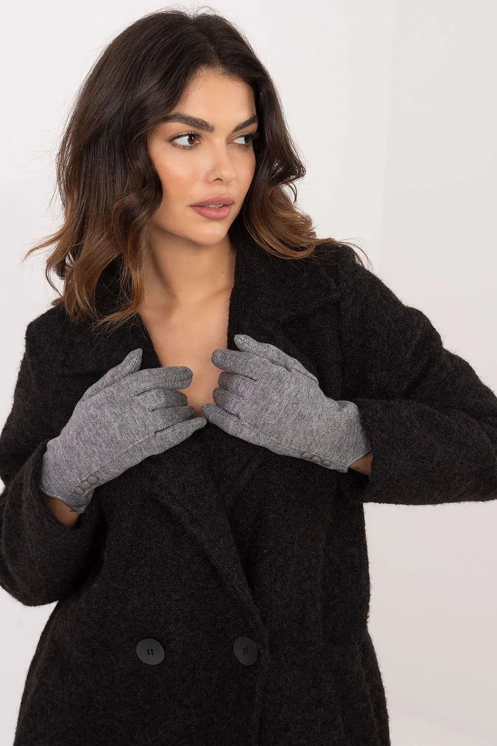 Gants élégants pour femmes en coton et polyester, style classique, boutons décoratifs, fleur brodée, usage hiver automne, chic et confortable