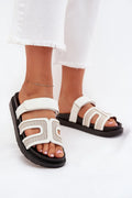 sandales mules plateforme similicuir synthétique blanc semelle noire crantée caoutchouc mesh respirant sangles velcro réglable rembourrée confort moderne sportchic durable