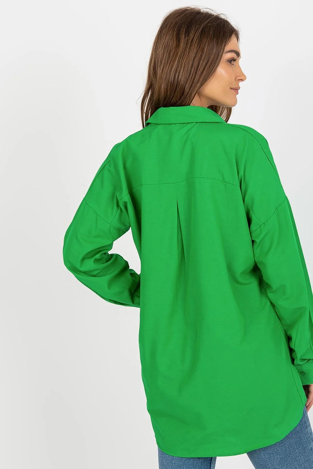Chemise femme manches longues brodée yeux rayons dorés couleur verte vif ample confort idée cadeau mode unique